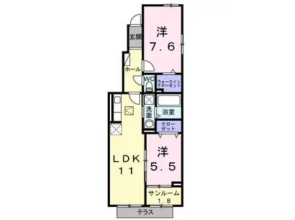 ベル・コリーヌB(2LDK/1階)の間取り写真