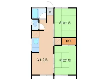 第5サカイリコーポ2号棟(2DK/1階)の間取り写真