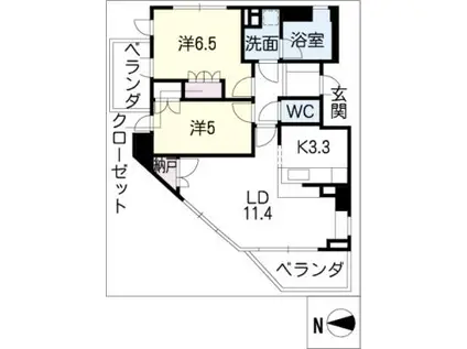グランマスト桜山広見(2LDK/5階)の間取り写真