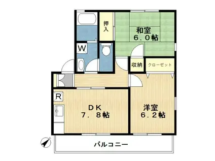 ハイツウィスタリア(2DK/1階)の間取り写真