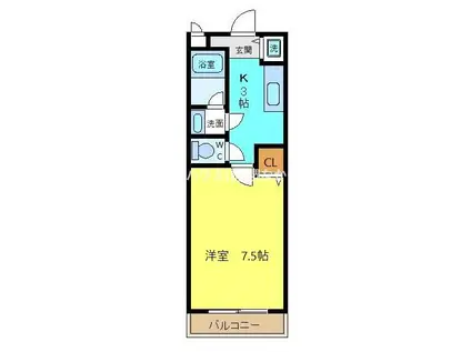 ドミール鳳(1K/1階)の間取り写真