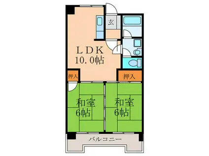 レジデンス鋲賀(2LDK/3階)の間取り写真