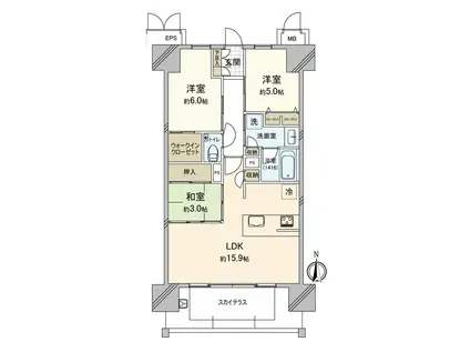 ロイヤルガーデンシティ学南町(3LDK/3階)の間取り写真
