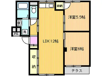 山上マンションII(2LDK/1階)の間取り写真