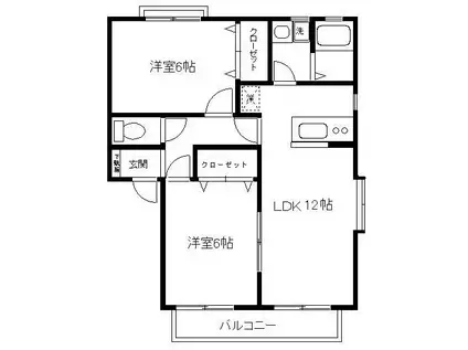 アランパル石作(2LDK/2階)の間取り写真