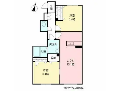 MビレッジII A棟(2LDK/1階)の間取り写真