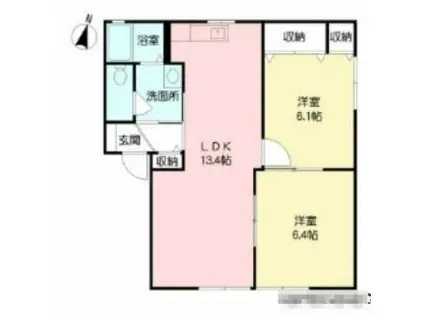 リジェール尾倉パートII  E棟(2LDK/1階)の間取り写真