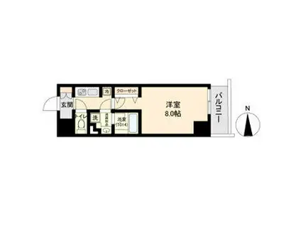 ブランシエスタ金山(1K/9階)の間取り写真