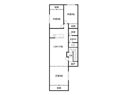 カーサウエスト(3LDK/2階)の間取り写真