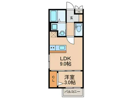 牧野阪アパート(1LDK/2階)の間取り写真