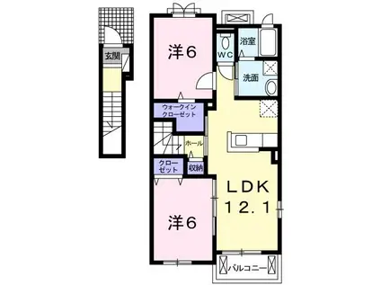 ノ-ル・ボワ I(2LDK/2階)の間取り写真