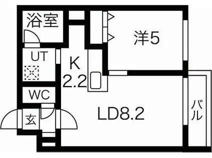 ブリス豊平公園(1LDK/3階)の間取り写真