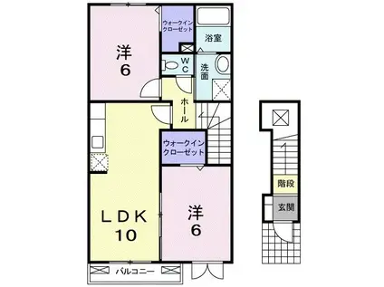 ベル・オーブ・メゾンC(2LDK/2階)の間取り写真