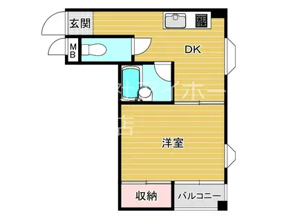 グランドハイツ万代東(1DK/6階)の間取り写真