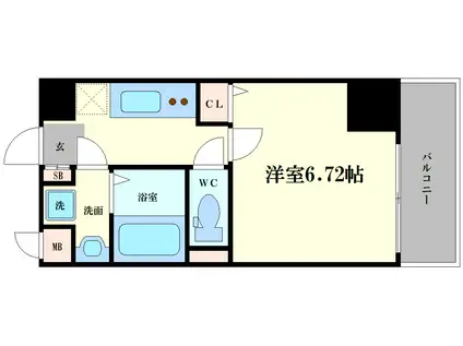 ALZA西本町(1K/9階)の間取り写真