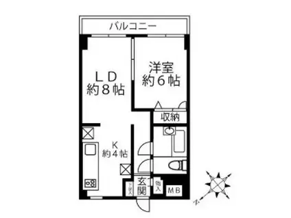鳥居坂三生マンション(1LDK/3階)の間取り写真