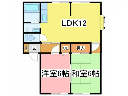 サンビレッジ 種池(2LDK/1階)の間取り写真
