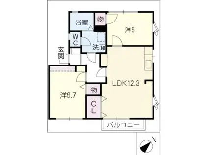 松阪アークガーデン C棟(2LDK/1階)の間取り写真