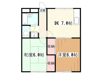 ヴィクトワール(2DK/1階)の間取り写真