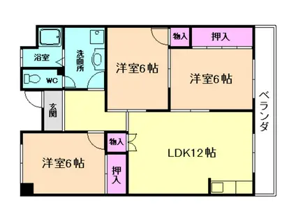 ハイツ箕面(3LDK/1階)の間取り写真