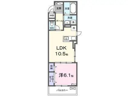グランハイムII(1LDK/3階)の間取り写真