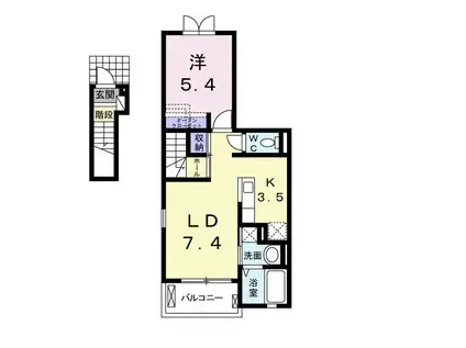 ドルチェビータII(1LDK/2階)の間取り写真