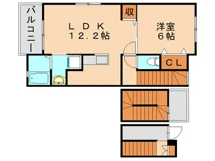 キャトルアン(1LDK/3階)の間取り写真