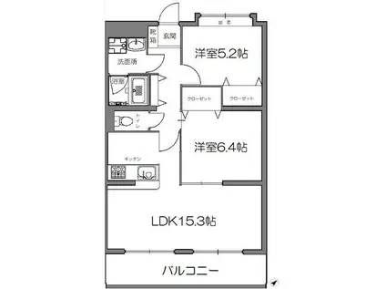 グランベリー長嶺南(2LDK/4階)の間取り写真
