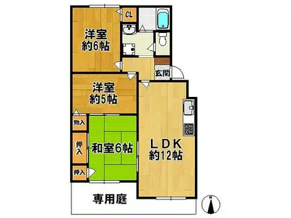 グッドライフ有野中町(3LDK/1階)の間取り写真