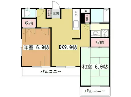 グレース(2DK/2階)の間取り写真