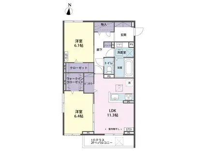 スカイタウン参番館(2LDK/3階)の間取り写真