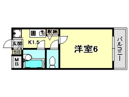 Sコート(1K/3階)の間取り写真