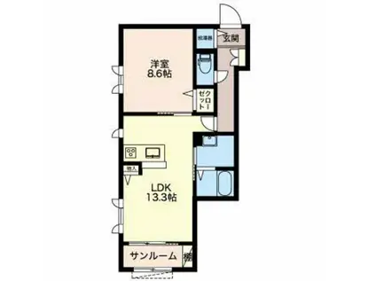 パルコ・ラート(1LDK/2階)の間取り写真