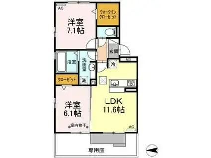 ブラン ノワール(2LDK/1階)の間取り写真