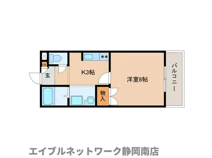 クレシェンド中屋敷(1K/1階)の間取り写真