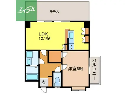 パディヒルコート(1LDK/2階)の間取り写真