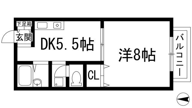 ハイツ大与(1DK/1階)の間取り写真