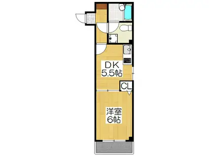 ドルフィン5(1DK/2階)の間取り写真