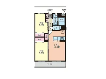 シーショア・槙島(2LDK/4階)の間取り写真