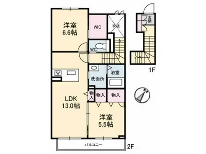 ソラーナ高須(2LDK/2階)の間取り写真