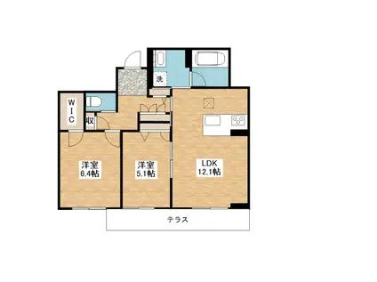 シャーメゾン エス・エス(2LDK/1階)の間取り写真