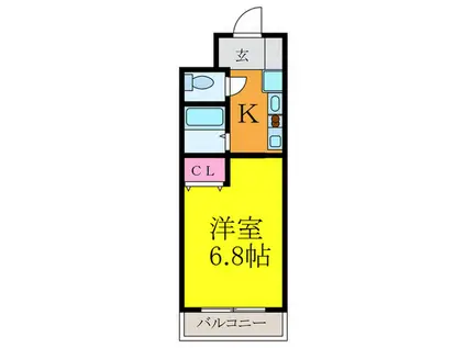 ビバリー千里丘(1K/1階)の間取り写真