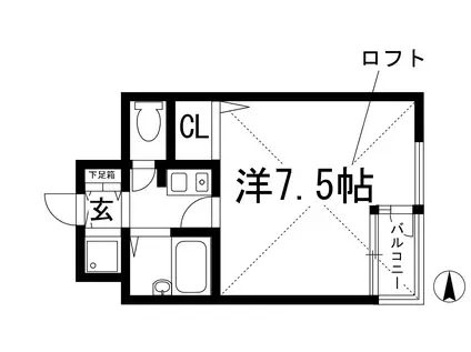 プレステージ天神(1K/3階)の間取り写真