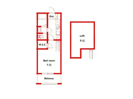 ヴィラ桜(1K/2階)の間取り写真