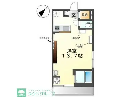 ジュネス粕壁東(ワンルーム/1階)の間取り写真