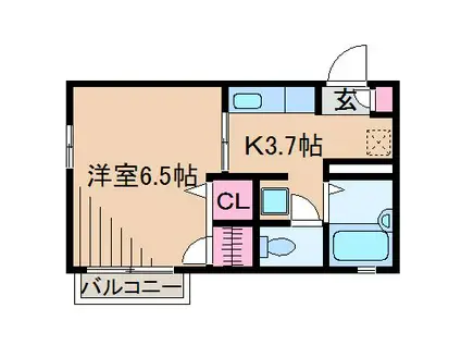 エルム篠原(1K/2階)の間取り写真