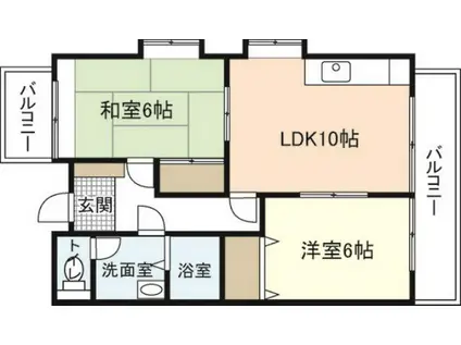 ピュアハイム古市橋(2LDK/2階)の間取り写真
