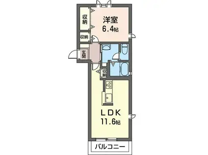 トップグリーンヒルズD(1LDK/2階)の間取り写真