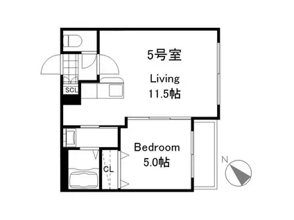 カサ・ヴェルデ宮の森(1LDK/3階)の間取り写真