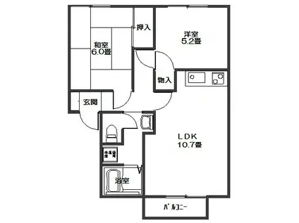 メゾンリバーA棟(2LDK/2階)の間取り写真